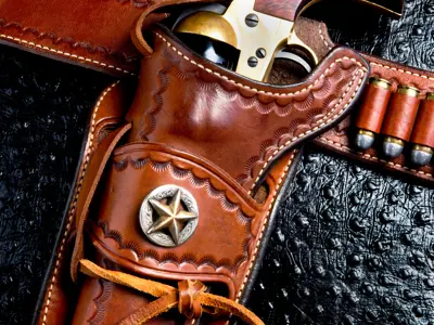 Holstered pistol with star